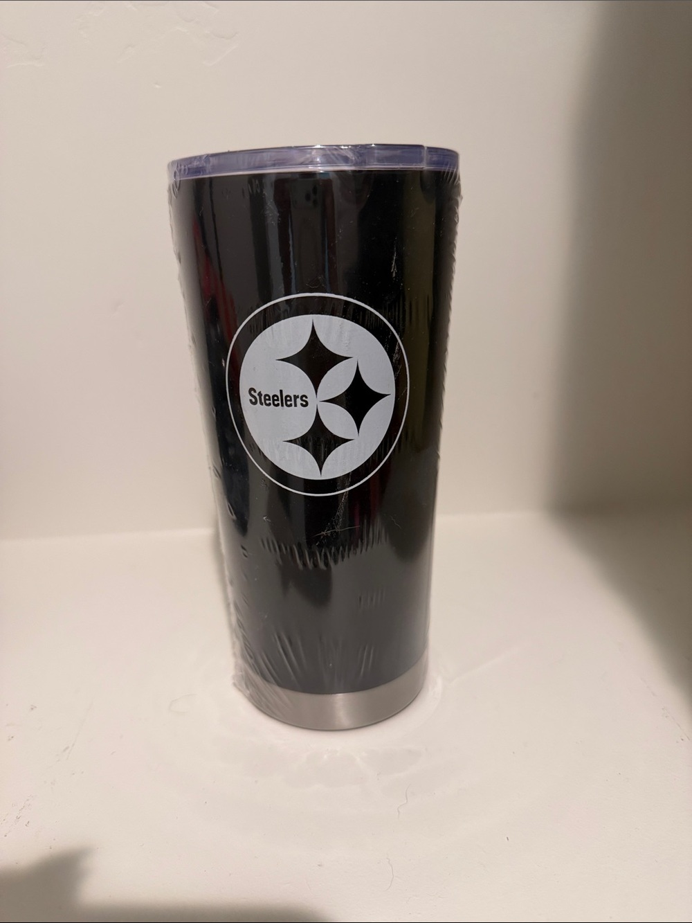Black Steelers Insulated Travel Tumbler with Team Logo
